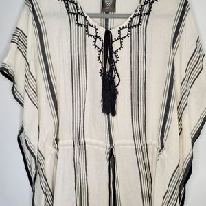 Vince Camuto Women's Striped Cover Up Top O/S One Size 100% Cotton